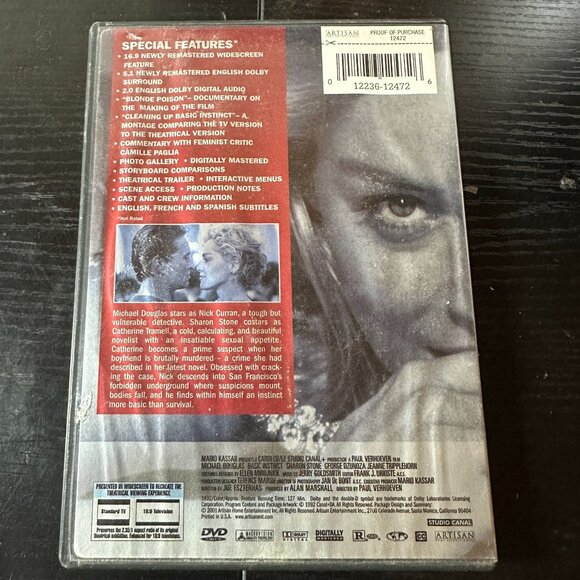 Basic Instinct Special Edition DVD Michael Douglas Sharon Stone Artisan Release - Picture 3 of 7